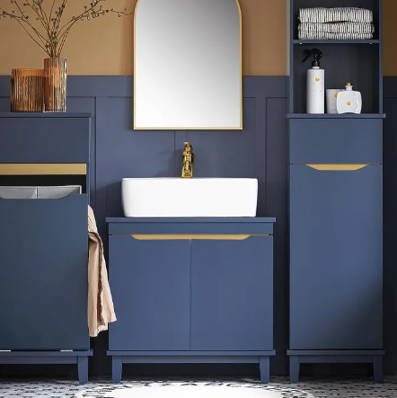 SoBuy Wastafel Onderkast met 2 deuren - Max. 25KG - 60x30x59 cm - Blauw