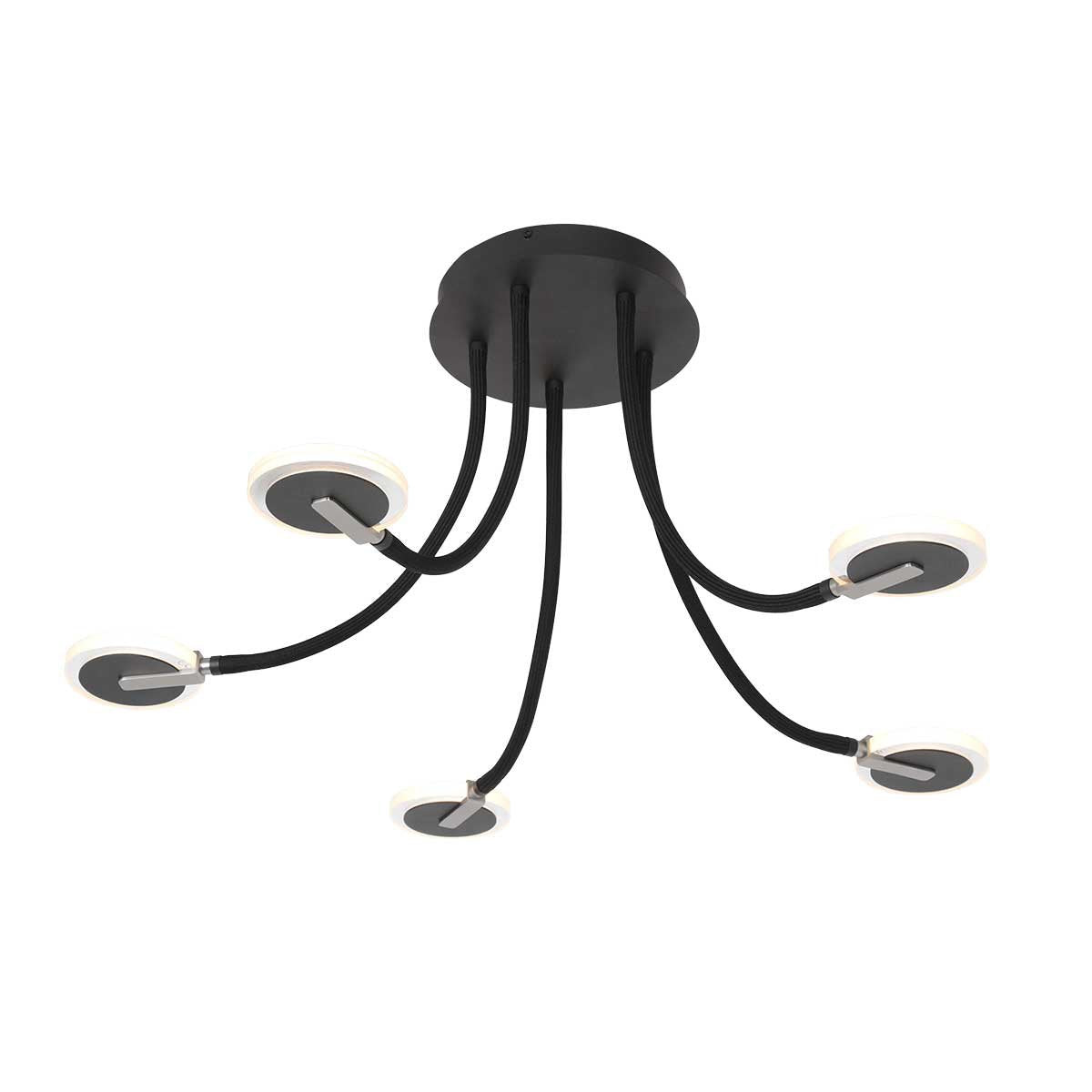 Plafondlamp Turound 3375ZW – Zwarte design lamp met glas, 91,5 cm, draaibaar en kantelbaar, Steinhauer, LED, dimbaar, 5000 lumen