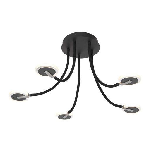 Plafondlamp Turound 3375ZW – Zwarte design lamp met glas, 91,5 cm, draaibaar en kantelbaar, Steinhauer, LED, dimbaar, 5000 lumen