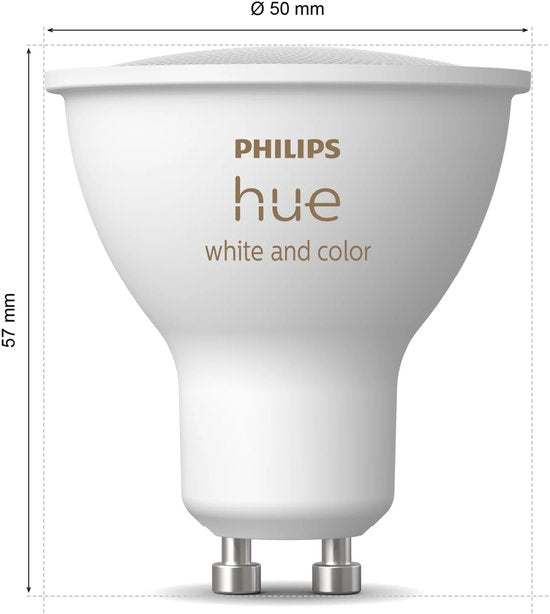 Philips Hue starterkit - GU10 fitting - bevat 1 Hue Bridge Pro, 3 lampen, 1 DimmerSwitch - aanpasbaar wit en gekleurd licht - - slimme verlichting