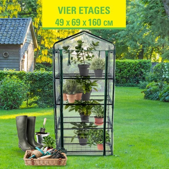 Kinzo Garden - Plastic broeikas - Serre van 4 verdiepingen - 69 x 49 x 160 cm - Groen