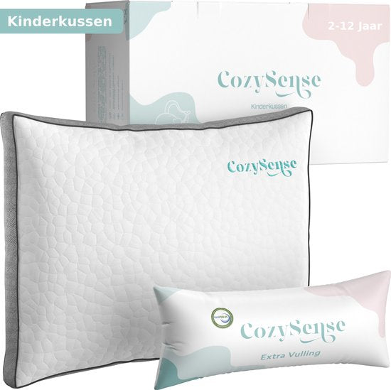 CozySense® Kinderkussen - Hoofdkussen Kind - Peuterkussen - Versnipperd Traagschuim + Micro-Vezels - Verkoelende Technologie - Vulbaar - Incl. Extra 100g Schuim - 40x55 cm - Kinderen 2-12 jaar
