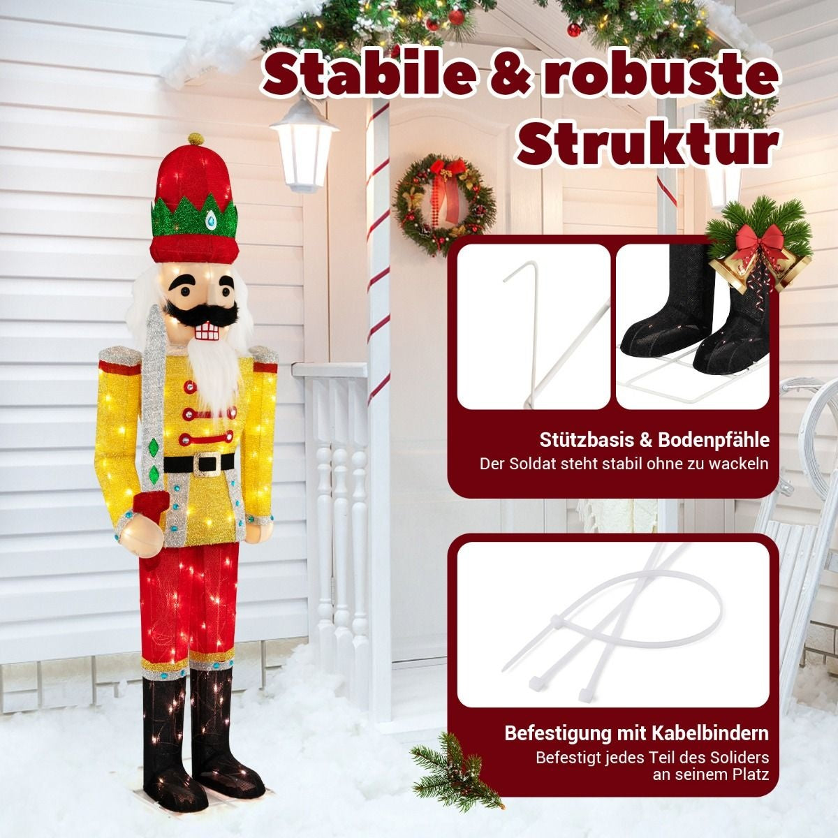 Coast Verlichte Notenkraker Soldaat - Geel/Rood - 166 cm