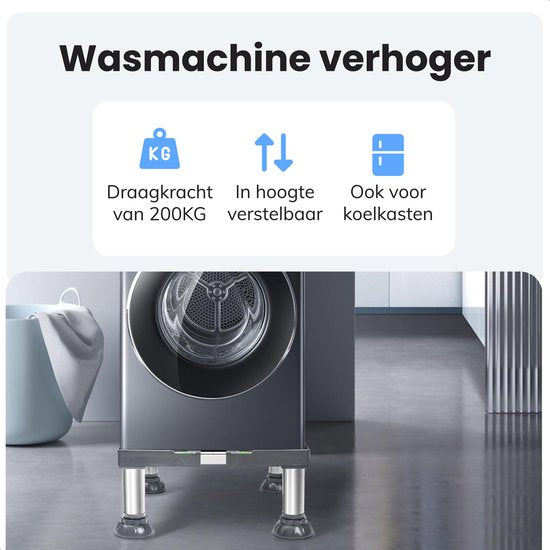 LUFT Wasmachine Verhoger - Wasmachine Opbouwmeubel - Wasmachine Sokkel - Kast - Geschikt voor Droger, Koelkast, Vaatwasser en Vriezer - Voor Bosch, Samsung, Miele, AEG, LG, Haier - Verstelbaar