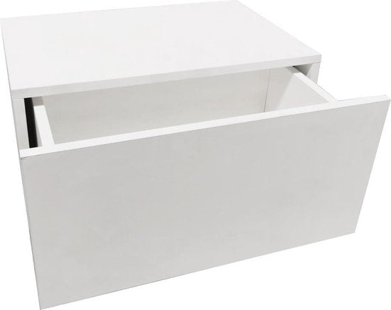 Zwevend nachtkasje - hangend halkastje - met lade - 50 cm breed - wit