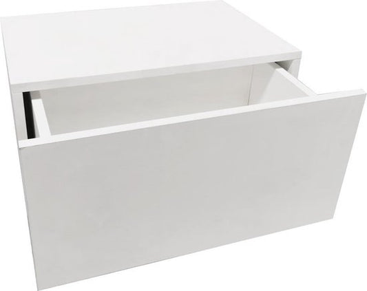 Zwevend nachtkasje - hangend halkastje - met lade - 50 cm breed - wit