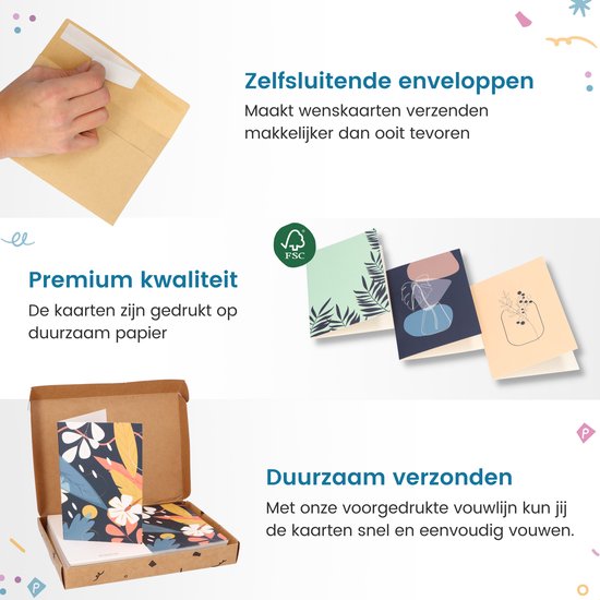 Partizzle 36x Wenskaarten met Enveloppen Set - Zonder Tekst - Leuke Ansichtkaarten Versturen - Bloemen & Natuur - 15x10 cm