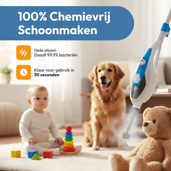 BOLLIT Hoge Druk 2 in 1 Stoomreiniger - Handstomer - 1500W 16 in 1 - Vlekkenreiniger - Voor Alle Vloeren, Bank, Badkamer En Tapijt Reinigen