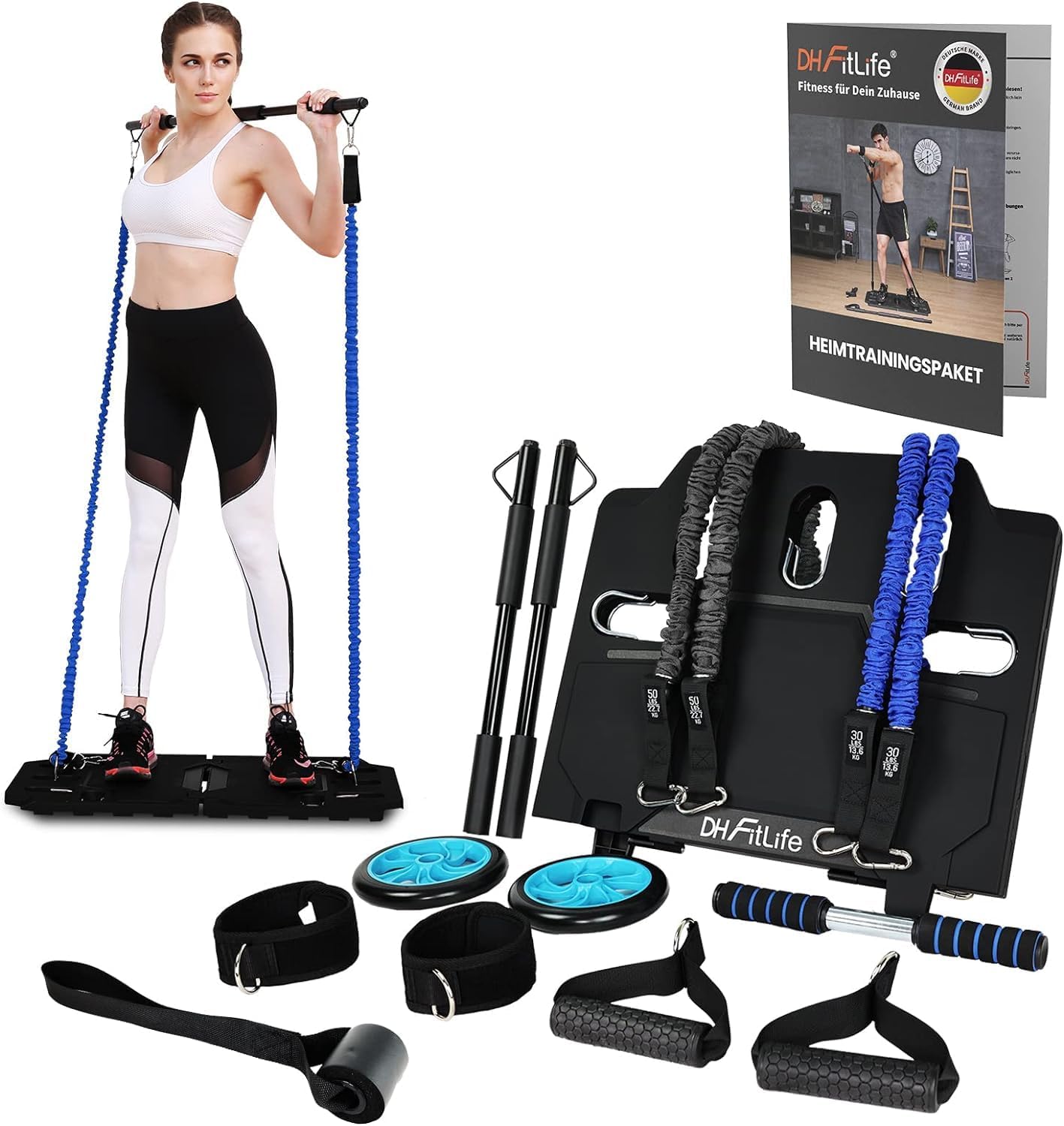 DH FitLife Compleet Thuistrainingsset Weerstandsbanden - 86 x 50 x 2,5 cm - Zwart