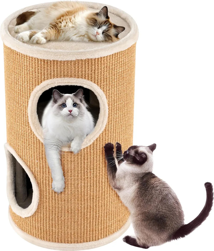 Coast Krabton 4-Laags – Kattenhuis met 3 Kattenholen en Sisal Krabvlak Ø36 x 59,5 cm