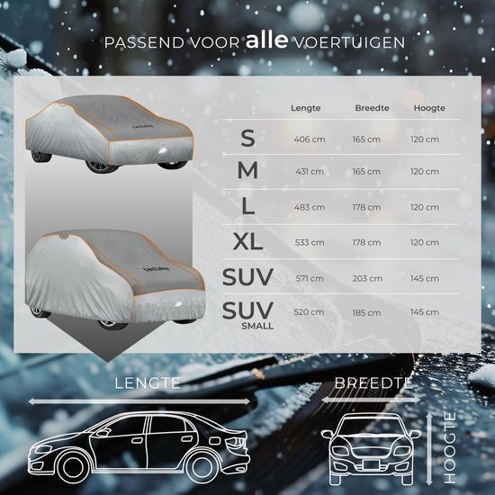 tectake® Autohoes - Autozeil voor Buiten - Hagelbescherming - Waterdicht Deken met 3 Verstelbare Spanbanden - Ademend - Auto Beschermhoes met Opbergtas - Compatibel met vele modellen - Afmeting (LxBxH) 520 x 185 x 145 cm - Voor SUV of Busje