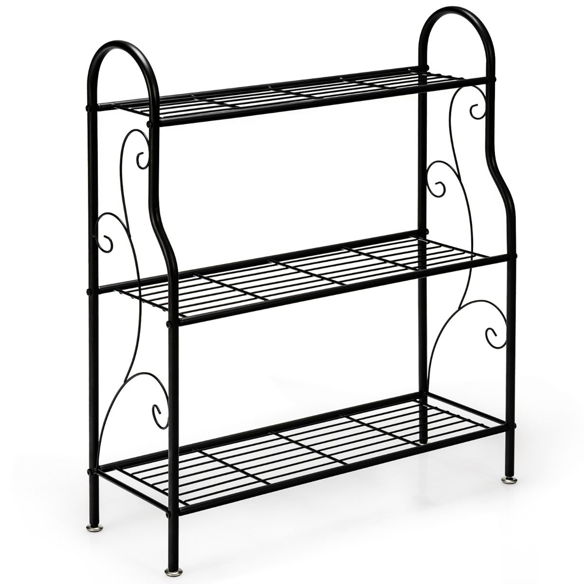Coast Metalen Plantenstandaard - 3 niveaus - Multifunctionele opbergplank - Zwart 72 x 25 x 85 cm