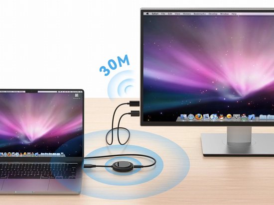 Conceptronic ATHERIC02B - Draadloze Beeldschermadapter - Draadloze HDMI verlengset 1080P - HDMI/USB - Volledige HD Dongle