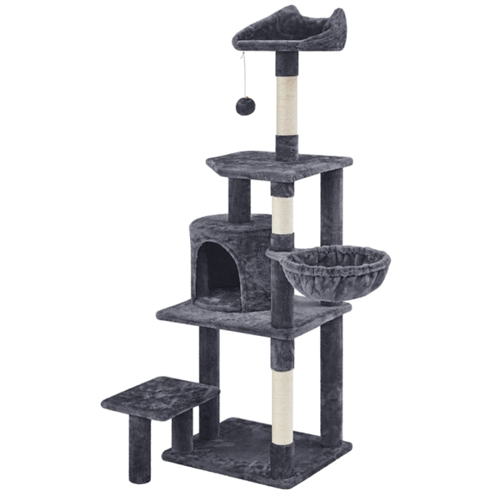 Multi Level Cat Tower 145 cm - 48,5 x 40,5 cm - Donkergrijs