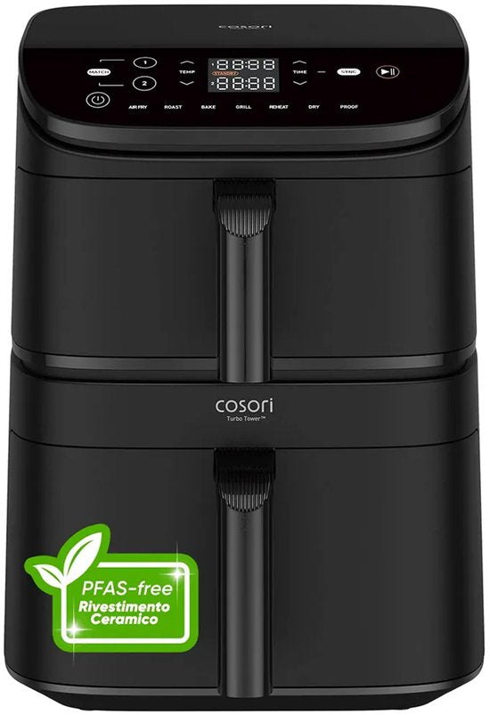 Cosori CAF-DC121-AEUR Dubbel 10,8 l Vrijstaand 2630 W Heteluchtfriteuse Zwart
