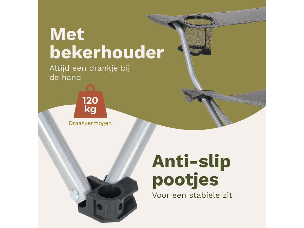 Trvlmore Campingstoelen Basic Set van 2 - Zwart - 2,2 kg per stoel - Draagvermogen 120 kg