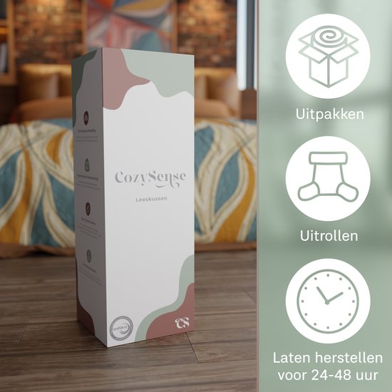 CozySense® Leeskussen voor in Bed - Ergonomisch Zitkussen - Boekkussen - Groot Relax Kussen - Verstelbare Vulling - Afneembare Hoes - CertiPUR® - Beige