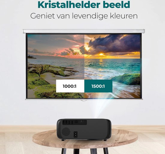 Spoused Beamer - Full-HD - 12.000 Lumen - Streamen Vanaf Je Telefoon Met WiFi - Mini Beamer - Zwart - Android