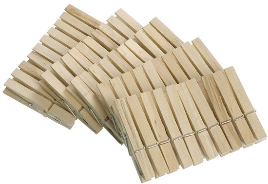 Wenko Wasknijpers 7 Cm Hout Naturel 50 Stuks