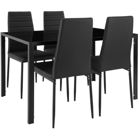 TecTake -  Eetkamergroep Berlin 4+1 zwart - 402837