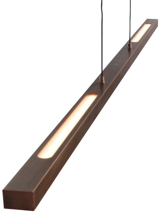 Hanglamp Bande 3994BR bronzen LED lamp 114cm breed met hoogte instelbaar systeem van Steinhauer, stijlvol en modern ontwerp in warme tint