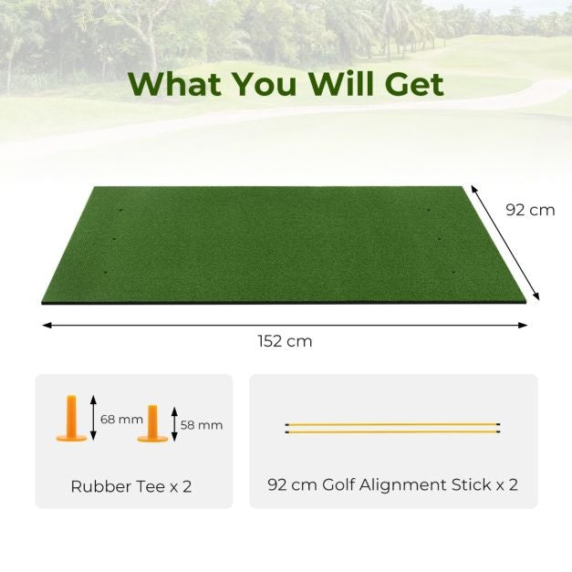 Coast Golf Oefenmat - 152 x 92 cm - Golf Oefenmat met 2 Golf Tees en 2 Alignment Sticks - 6 Voorgeboorde Tee Gaten voor Binnen/Outdoor Gebruik