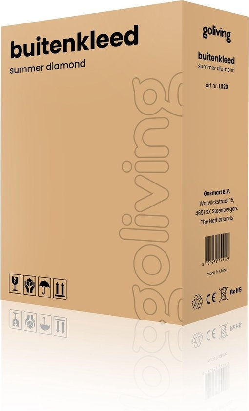 Goliving Buitenkleed Summer Diamond – Tuintapijt – Buitentapijt – Vloerkleed – Tuinkleed – Omkeerbaar – Incl. Draagtas – 183 x 290 cm – Grijs/Wit
