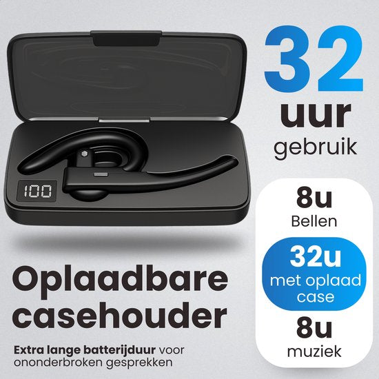Otiume Draadloze Headset met Microfoon – Noise Canceling – Handsfree Bellen – Werkt als Bluetooth Headset voor elk apparaat