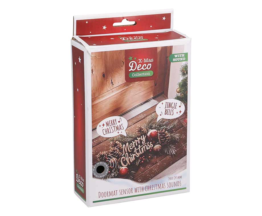 Koopman kerstdeurmat met geluidssensor – 34 x 24,5 cm
