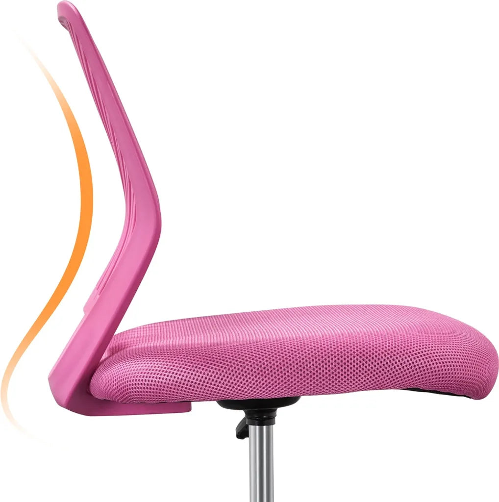 Yaheetech Bureaustoel Verstelbaar 50 x 55 x 79-92 cm - Roze - Draaistoel zonder Armleuningen