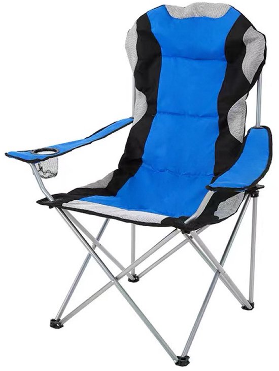 VDD - campingstoel - vouwstoel - campingstoel opvouwbaar - camping stoel - campingstoelen - campingstoel opvouwbaar - opvouwbaar - bekerhouder - blauw