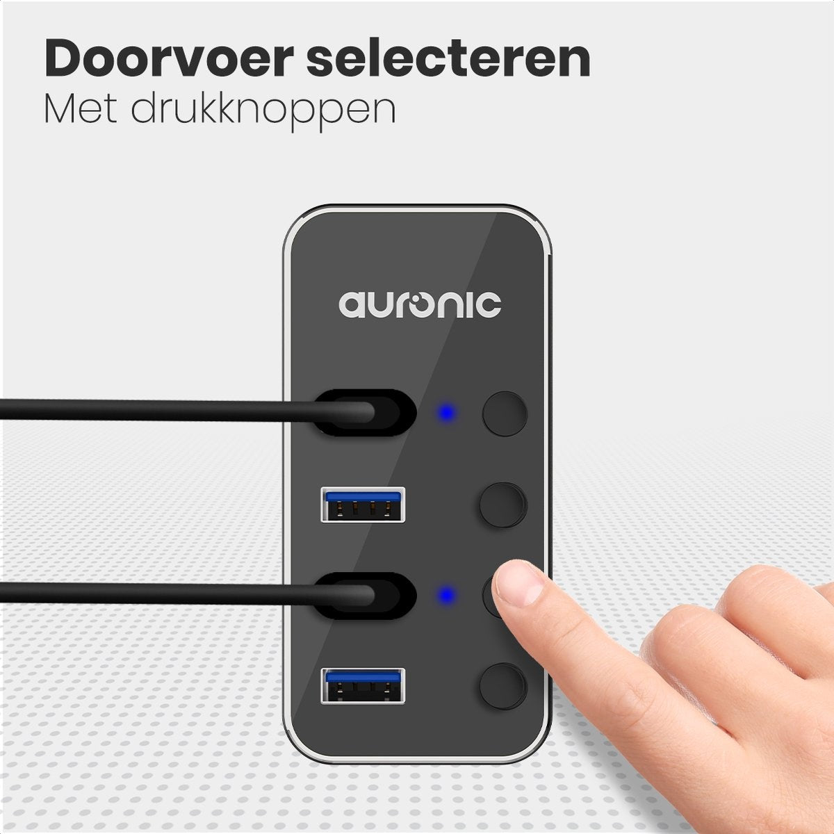 Auronic USB Hub 3.0 - USB Splitter met 4 Poorten - met Voeding - 5 GBPs - Led Indicatie - Zwart
