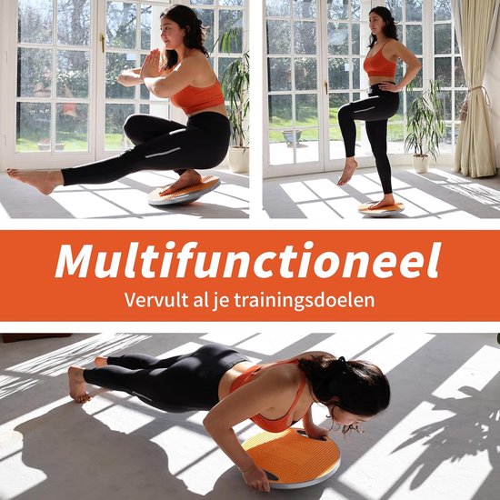 DH FitLife Balansbord, balansbord met handgrepen, extra groot Ø 42 cm, max. 200 kg, evenwichtstrainer, fitness balansboard volwassenen en kinderen, incl. handleiding (mogelijk niet beschikbaar in het