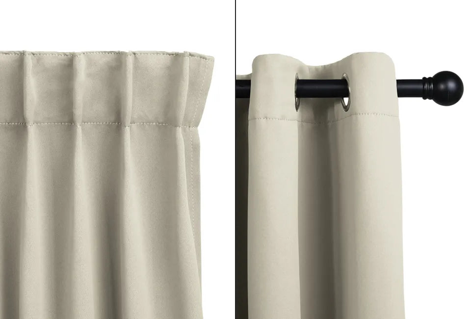 Hom & Com - Verduisterend Gordijn met Ringen – 150 x 250 cm – Lichttaupe