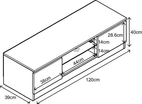 TV meubel dressoir - TV kast - 120 cm breed - zwart