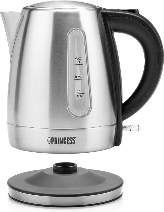 Princess Waterkoker 236023 – 1 Liter – 360° draaibaar - 2200W – RVS