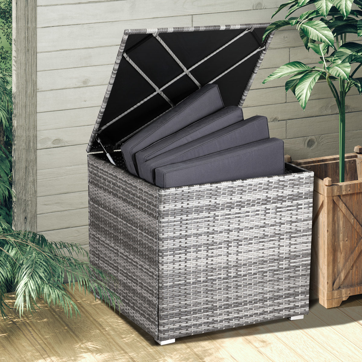 Casaria Kussenbox - Tuinkist - Kussenopslagbox - Grijs - 75x75x70cm