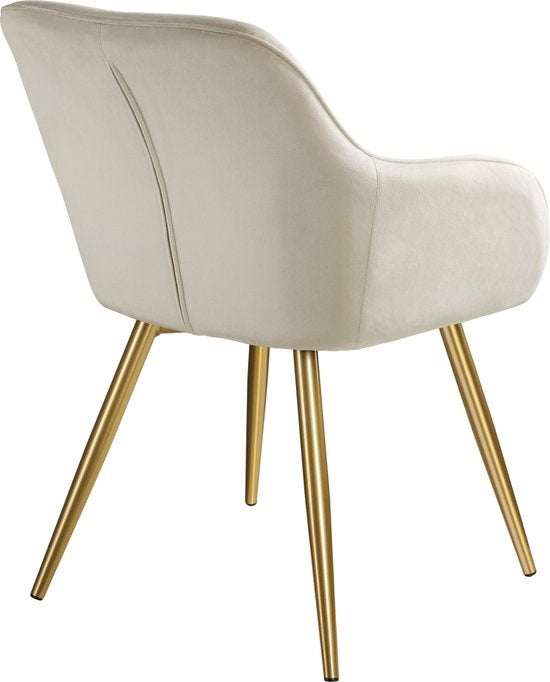 tectake® - Stoel Marilyn fluweellook - creme/goud - 404623