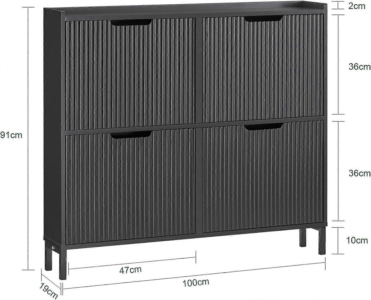 Sobuy Schoenenkast - Zwart - 100x19x91 cm