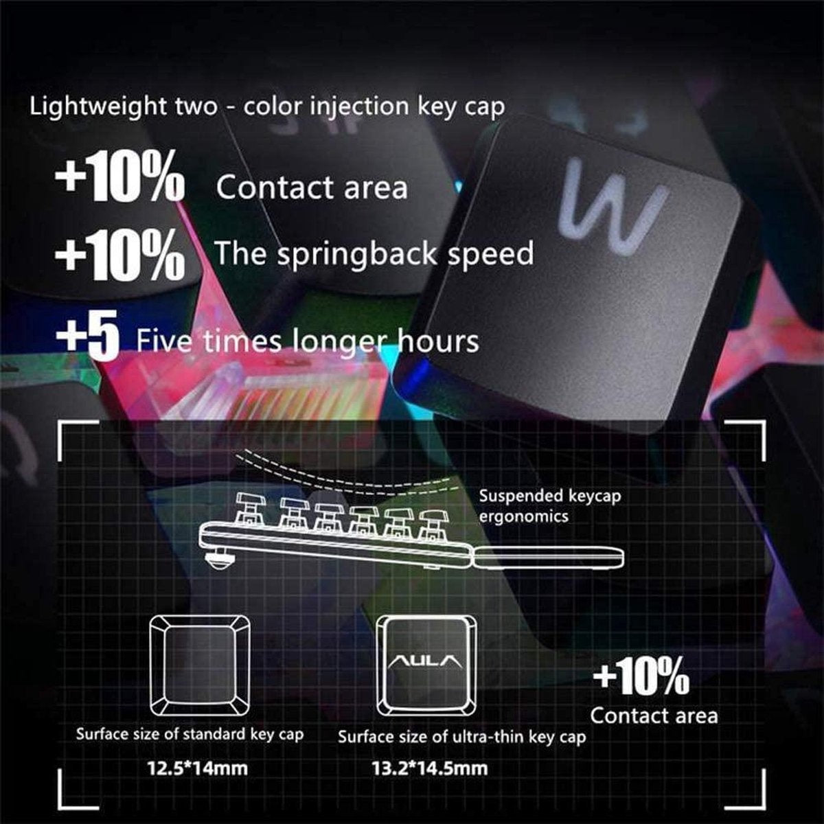 AULA S2096 RGB mechanisch gaming toetsenbord - QWERTY - Black switch