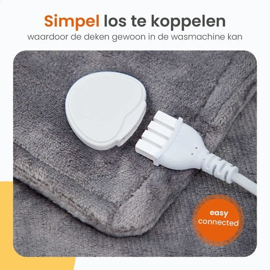 Goliving Elektrische Deken Voor Rug en Nek – Elektrische Warmtedeken – 3 Warmtestanden – Timerfunctie – Machinewasbaar – 100 Watt – 90 x 60 cm – Grijs