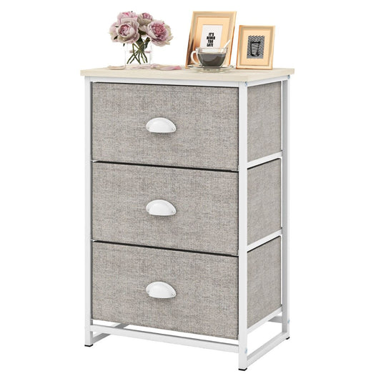 Coast Ladekast met 3 lades - Opbergmeubel met inklapbare lades - Metalen frame - Wit en lichtgrijs