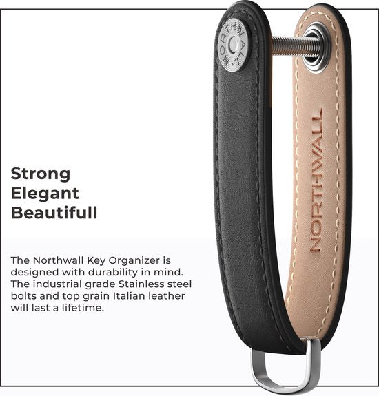 Northwall Sleutelhanger / Sleutel Organizer - 100% Echt Leer - Key Organizer Sleutelhanger - 2 tot 7 Sleutels (zwart)