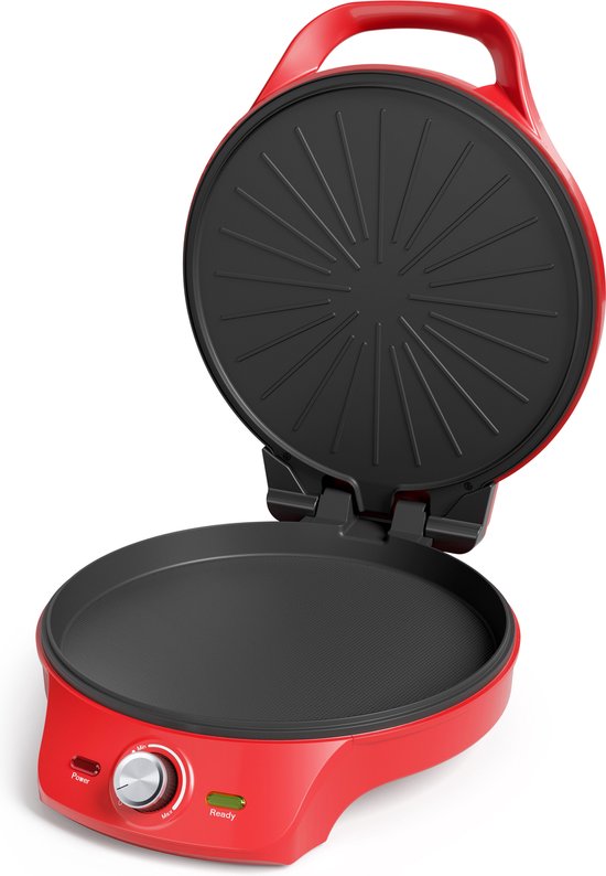 Princess Pizza maker 115007 - Pizzaoven - Regelbare thermostaat tot 220C - Rood - Ø30cm - ook te gebruiken als tafelgrill - voor verse en diepvriespizza's