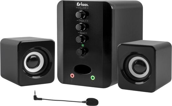Faas - PC Speakers 2.1 - Bluetooth 5.0 - Ingebouwde Microfoon - USB-C & USB-A Aansluiting - Stereo Speaker Set - Zwart