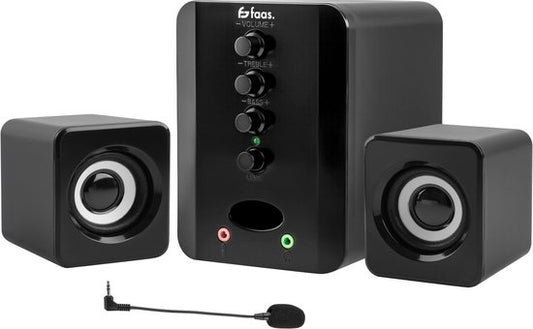 Faas - PC Speakers 2.1 - Bluetooth 5.0 - Ingebouwde Microfoon - USB-C & USB-A Aansluiting - Stereo Speaker Set - Zwart