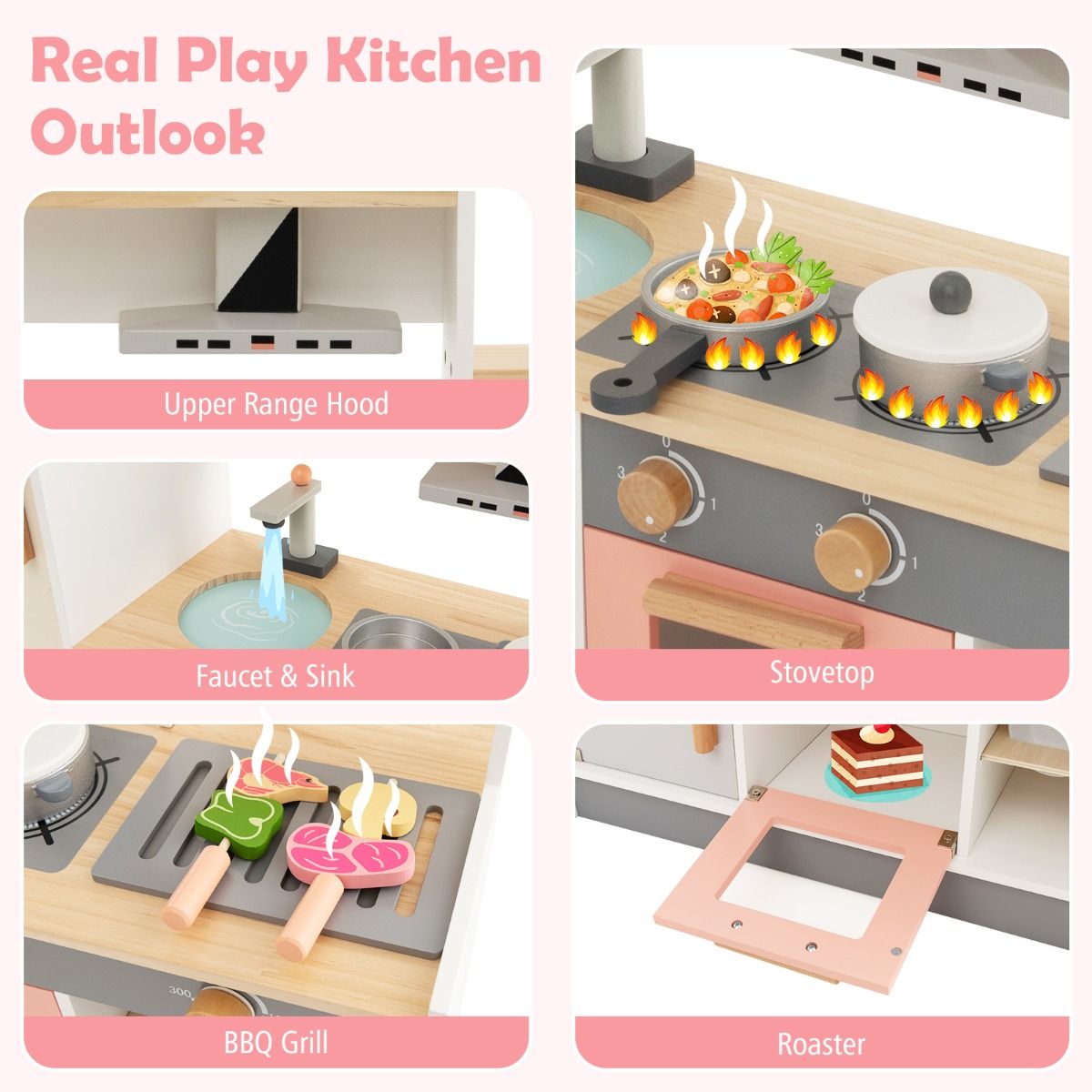 Coast Speelkeuken voor kinderen - Incl. Accessoires - 90 x 24 x 65 cm
