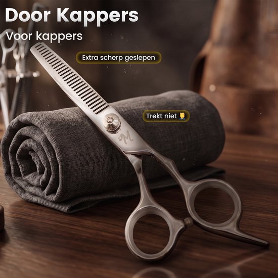ProTrue Uitdunschaar Kapper met Leren Etui - RVS Effileerschaar - Coupeschaar