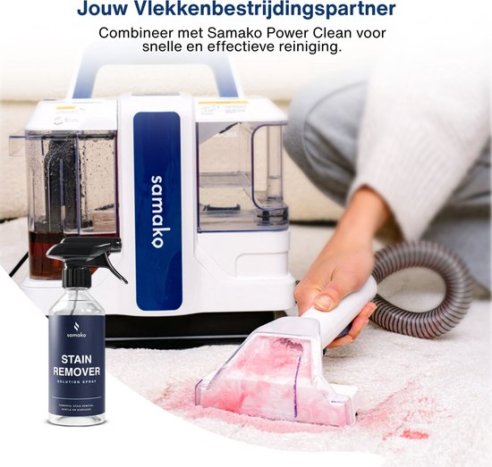 Samako Professionele Tapijtreiniger - Draagbare Vlekkenreiniger - Bankreiniger - Meubelreiniger - Zetelreiniger - Haarverwijderaar Stofzuiger - Matrasreiniger