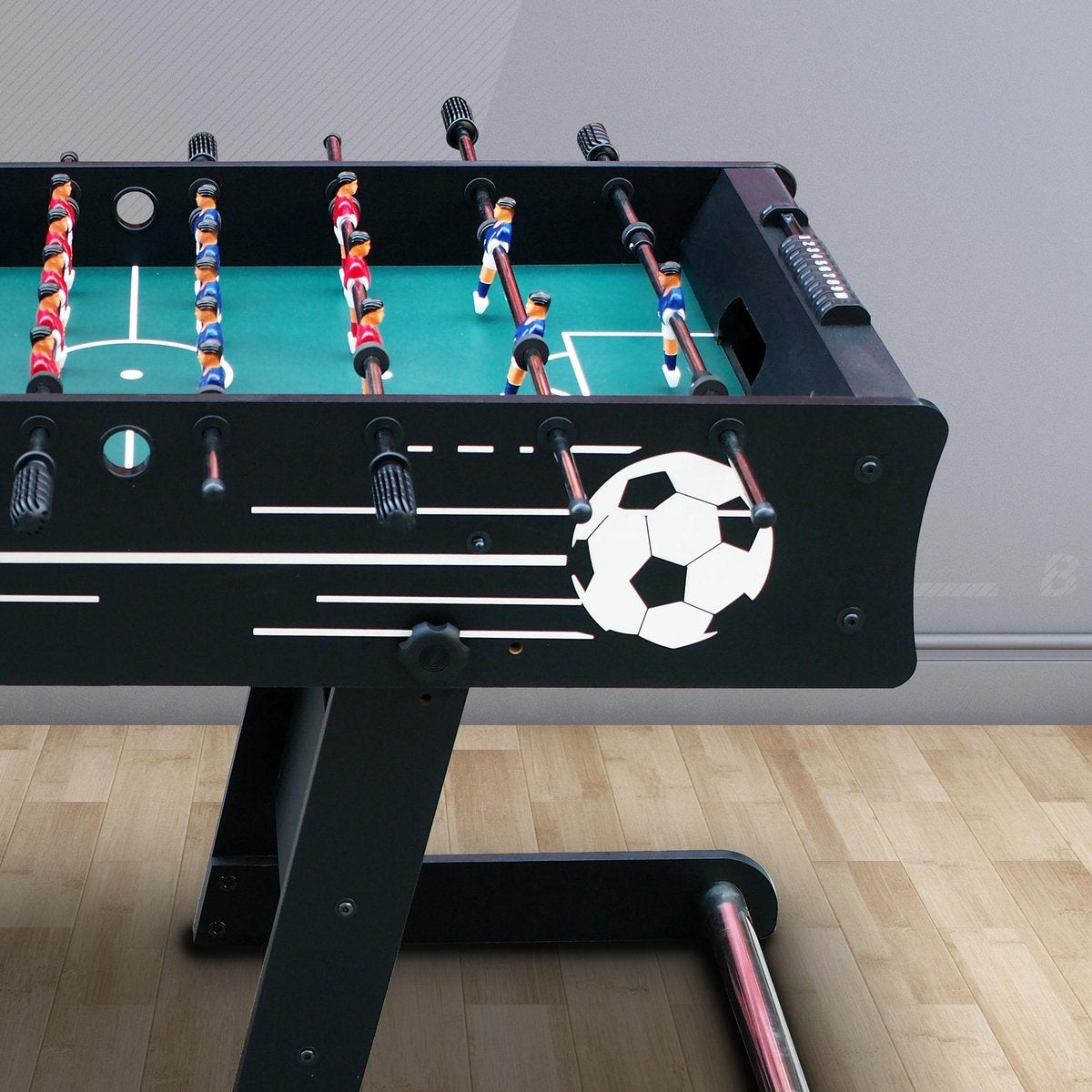 Cougar Scorpion Kick Voetbaltafel Opklapbaar in Zwart - Tafelvoetbal tafel incl. 2 ballen en scoreteller - Indoor voetbal tafel van 126x61x80cm